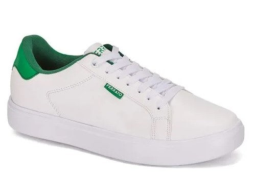WHITE MEN'S SNEAKERS WITH GREEN ACCENTS